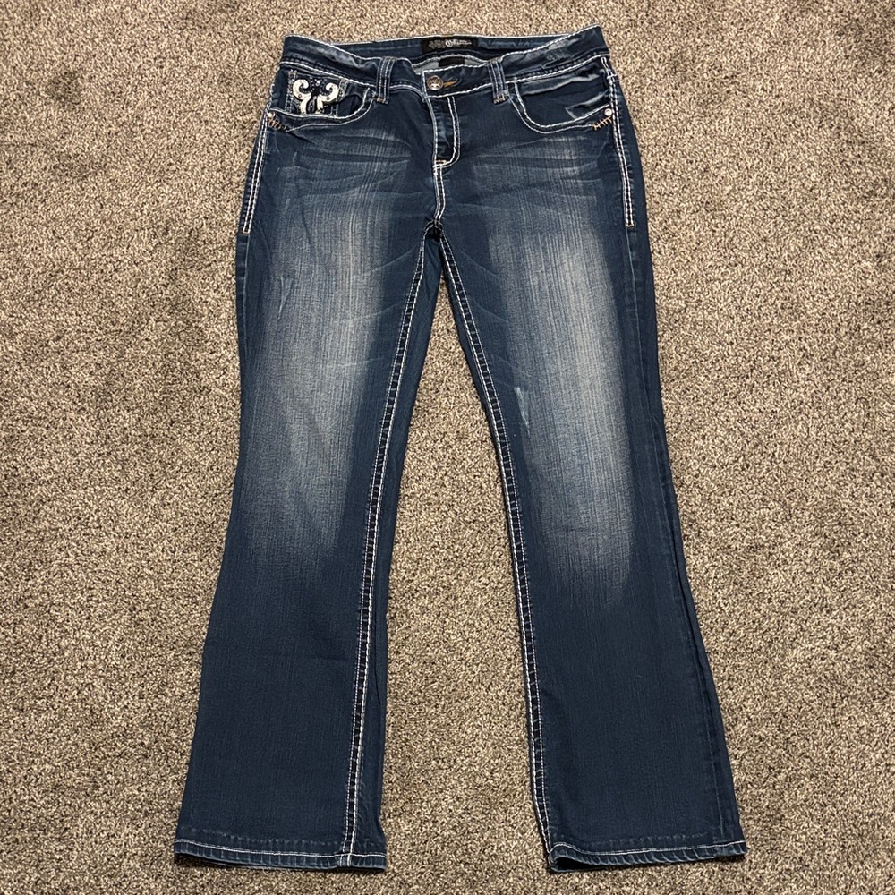 Cello Women’s Size 15 (Tag) 32 X 31 (measured) Stretch Denim Bootcut Blue Jeans